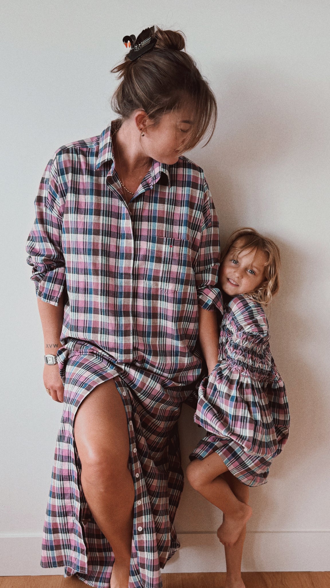 Duster Dress, Iris Plaid